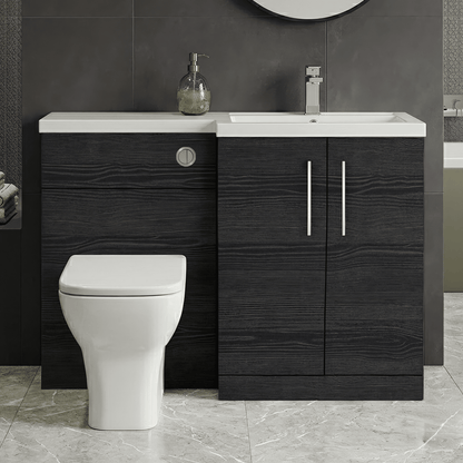 [BFLE611R] Bramshall Combination Vanity Unit with Basin & WC, Right Hand, 1100mm x 390mm - Choice of Colour and Handle Finish - Silo