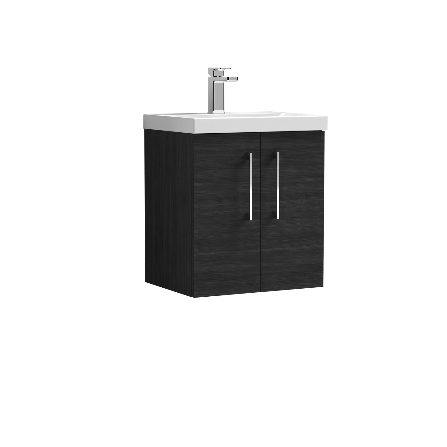 [BFLE621A] Bramshall Contemporary 2 Door Wall Hung Vanity Basin Unit with Mid-Edge Basin, Choice of Size and Colour - Cutout