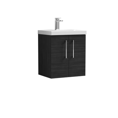[BFLE621A] Bramshall Contemporary 2 Door Wall Hung Vanity Basin Unit with Mid-Edge Basin, Choice of Size and Colour - Cutout