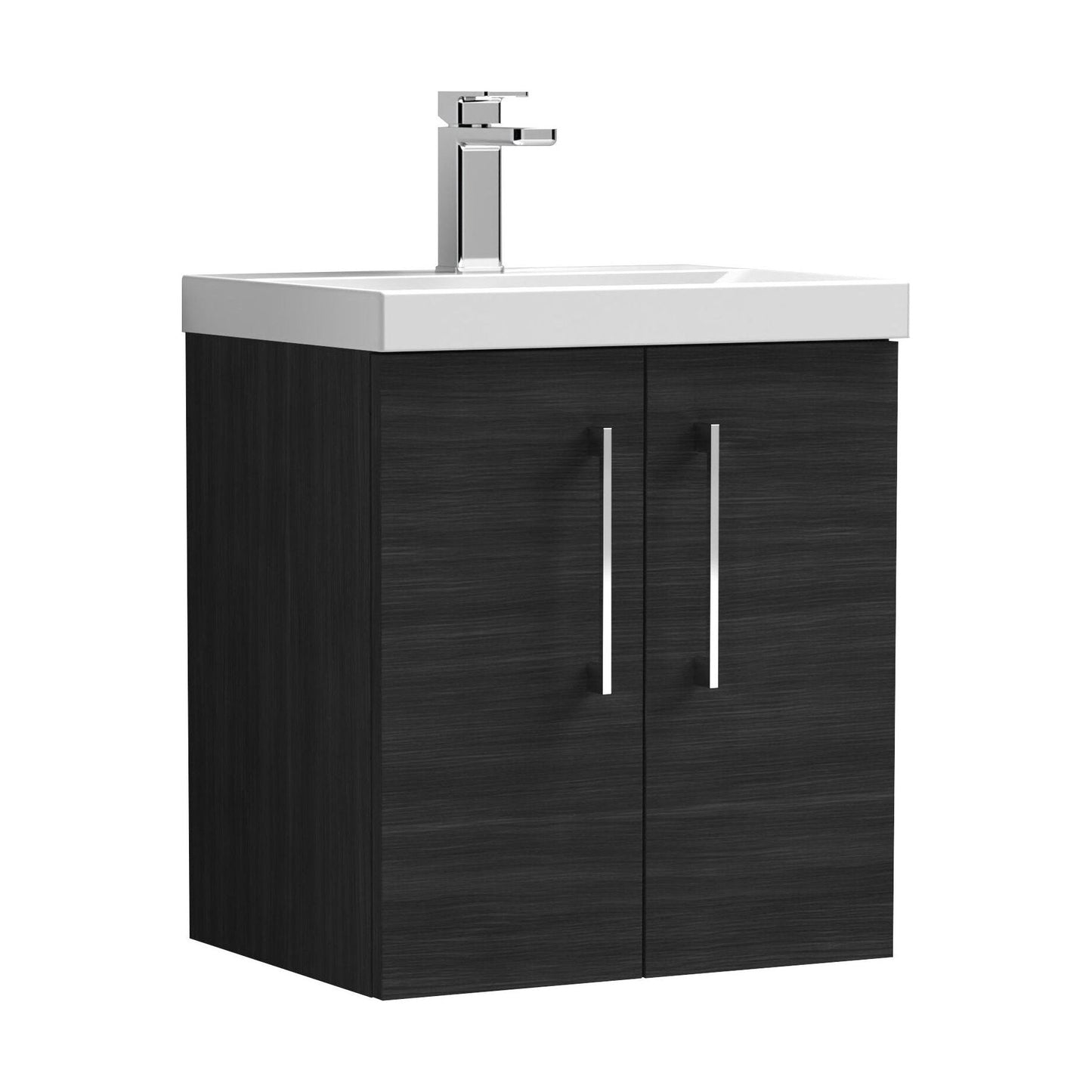 [BFLE621D] Balterley  Modern Bathroom 2 Soft Close Door Wall Hung Vanity Unit & Thin-Edge Basin, Charcoal Black, 500mm - Cutout