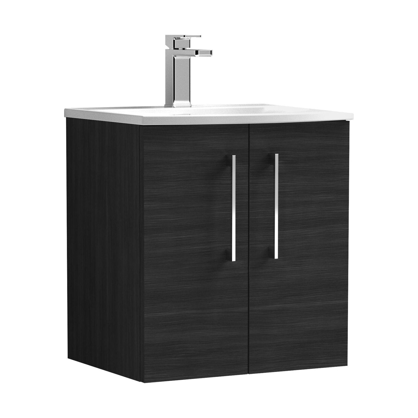 [BFLE621G] Balterley  Modern Bathroom 2 Soft Close Door Wall Hung Vanity & Curved Basin, Charcoal Black, 500mm - Cutout