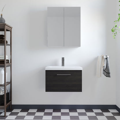 [BFLE622AH716] Bramshall Wall Hung 1 Drawer Vanity Unit with Mid-Edge Ceramic Basin - Choice of Colour, Handle Finish and Size - Lifestyle 1