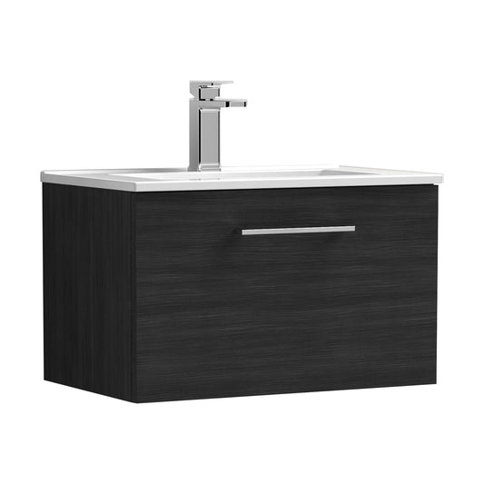 [BFLE622B] Balterley  Contemporary Bathroom 1 Soft Close Drawer & Minimalist Wall Hung Vanity Unit Basin, Charcoal Black, 600mm - Cutout