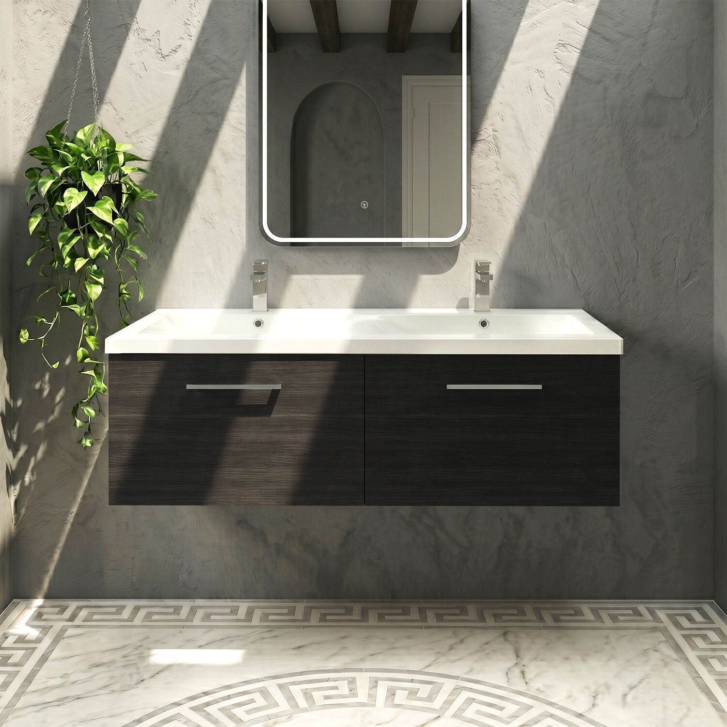 [BFLE622F2] Bramshall 1200mm Wall Hung 2-Drawer Vanity Unit with Double Basin for Modern Bathroom Storage - Choice of Colour - Silo