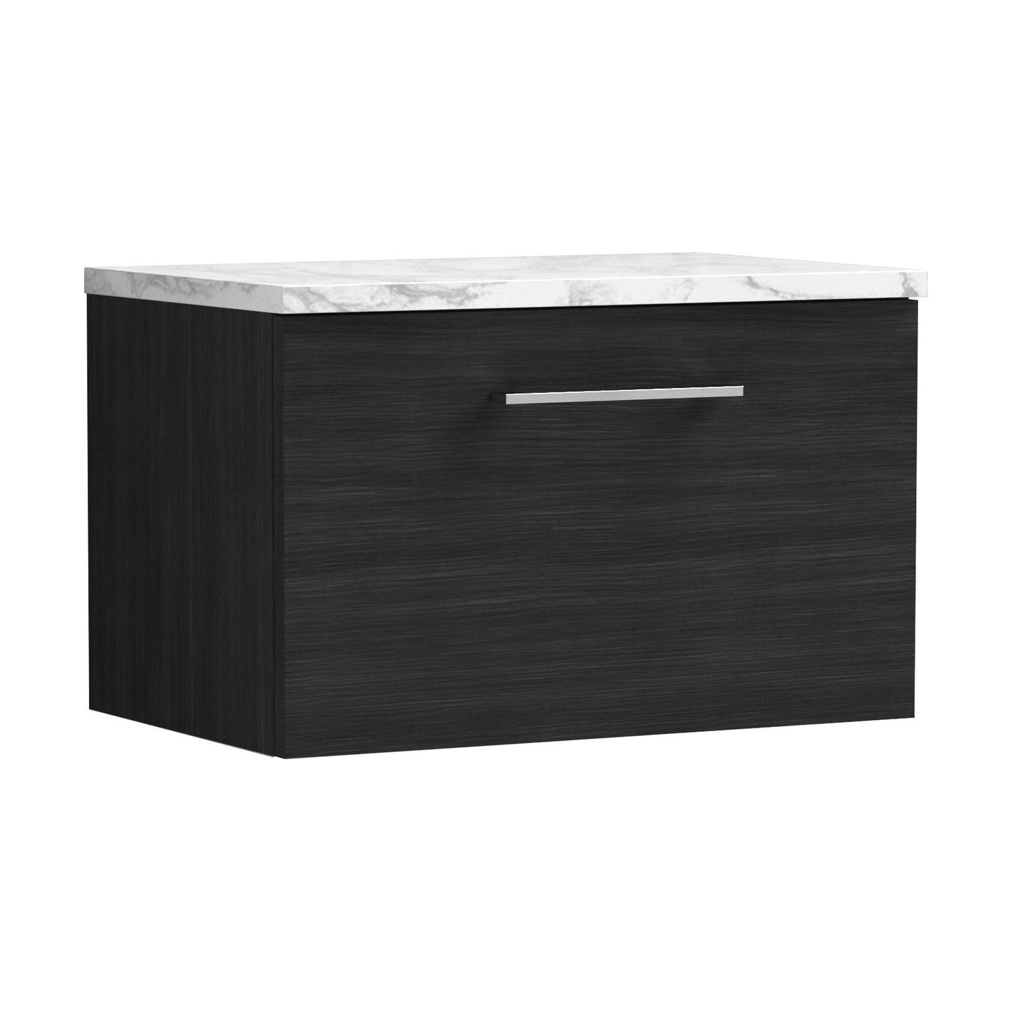 [BFLE622LCM] Balterley Level 600mm Wall Hung 1 Drawer Vanity Unit with Laminate Worktop for Modern Bathroom Storage - Charcoal Black - Cutout