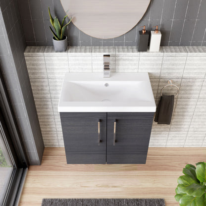 [BFLE623A] Bramshall Contemporary 2 Door Wall Hung Vanity Basin Unit with Mid-Edge Basin, Choice of Size and Colour - Lifestyle 2