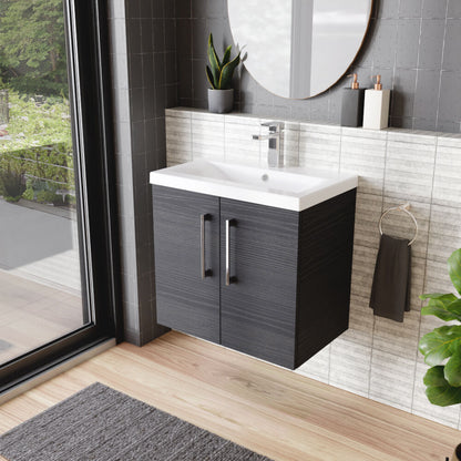 [BFLE623A] Bramshall Contemporary 2 Door Wall Hung Vanity Basin Unit with Mid-Edge Basin, Choice of Size and Colour - Lifestyle 3
