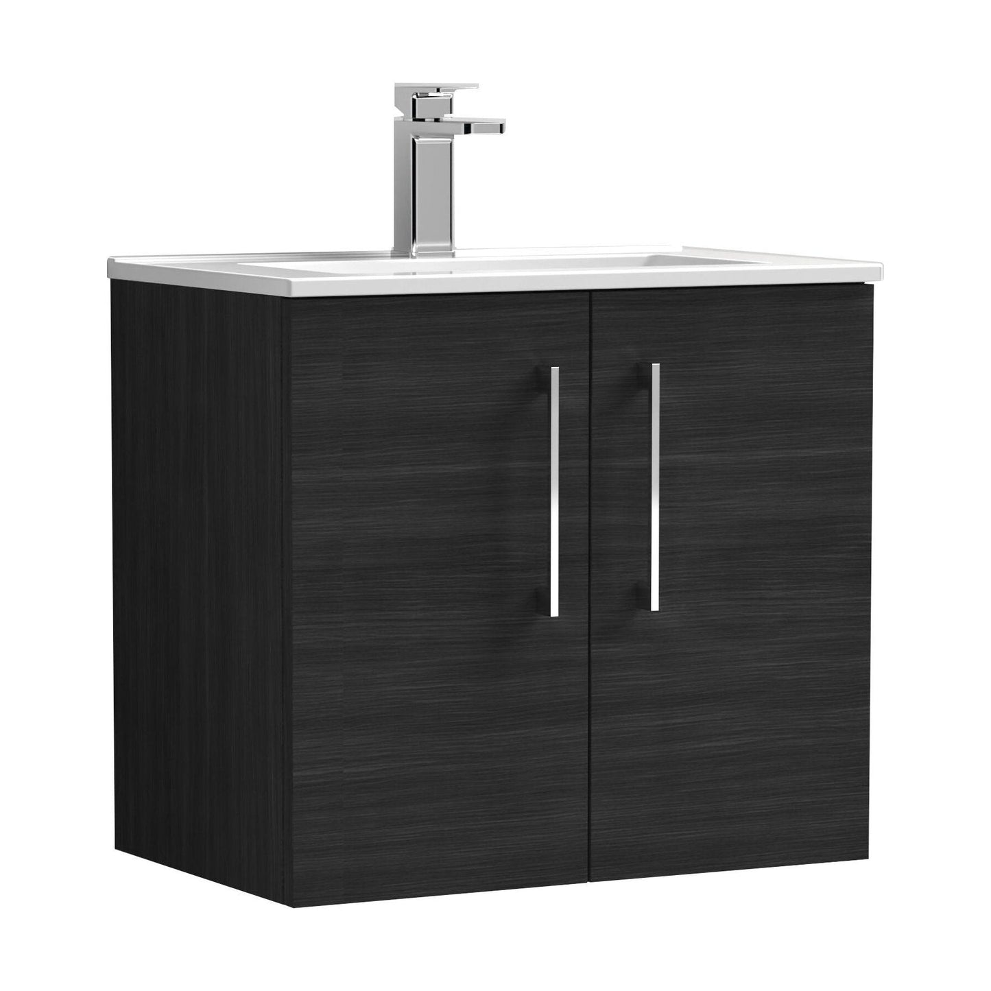 [BFLE623B] Balterley  Contemporary Bathroom 2 Soft Close Door & Minimalist Wall Hung Vanity Unit Basin, Charcoal Black, 600mm - Cutout