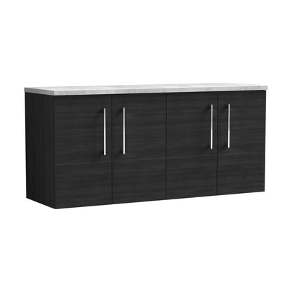 [BFLE623LBG2] Balterley Level 1200mm Wall Hung 4 Door Vanity Unit with Laminate Worktop for Modern Bathroom Storage - Charcoal Black - Cutout