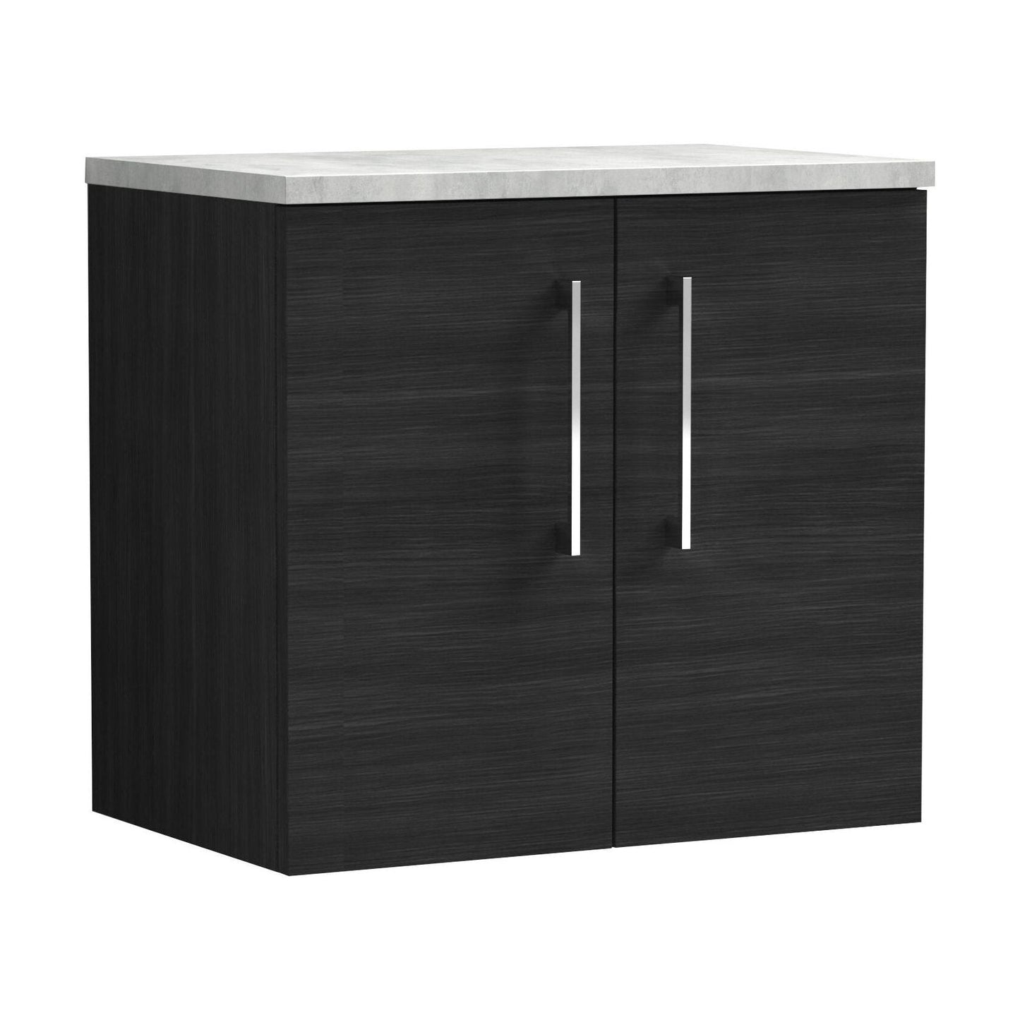 [BFLE623LBG] Balterley Level 600mm Wall Hung 2 Door Vanity Unit with Laminate Worktop for Modern Bathroom Storage - Charcoal Black - Cutout