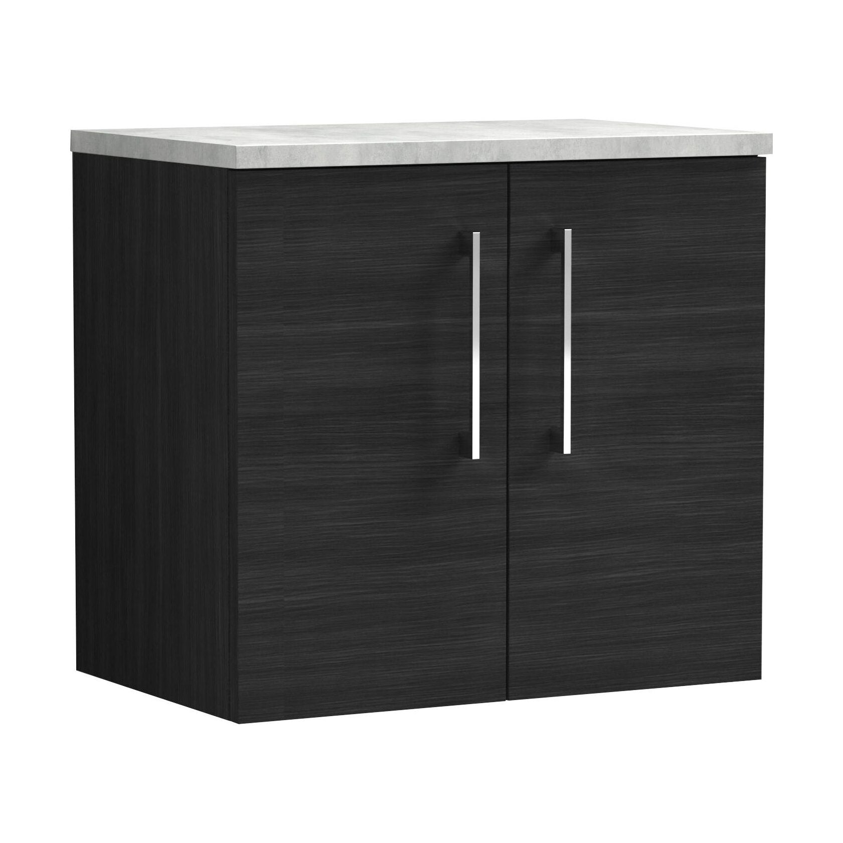 [BFLE623LBG] Balterley Level 600mm Wall Hung 2 Door Vanity Unit with Laminate Worktop for Modern Bathroom Storage - Charcoal Black - Cutout