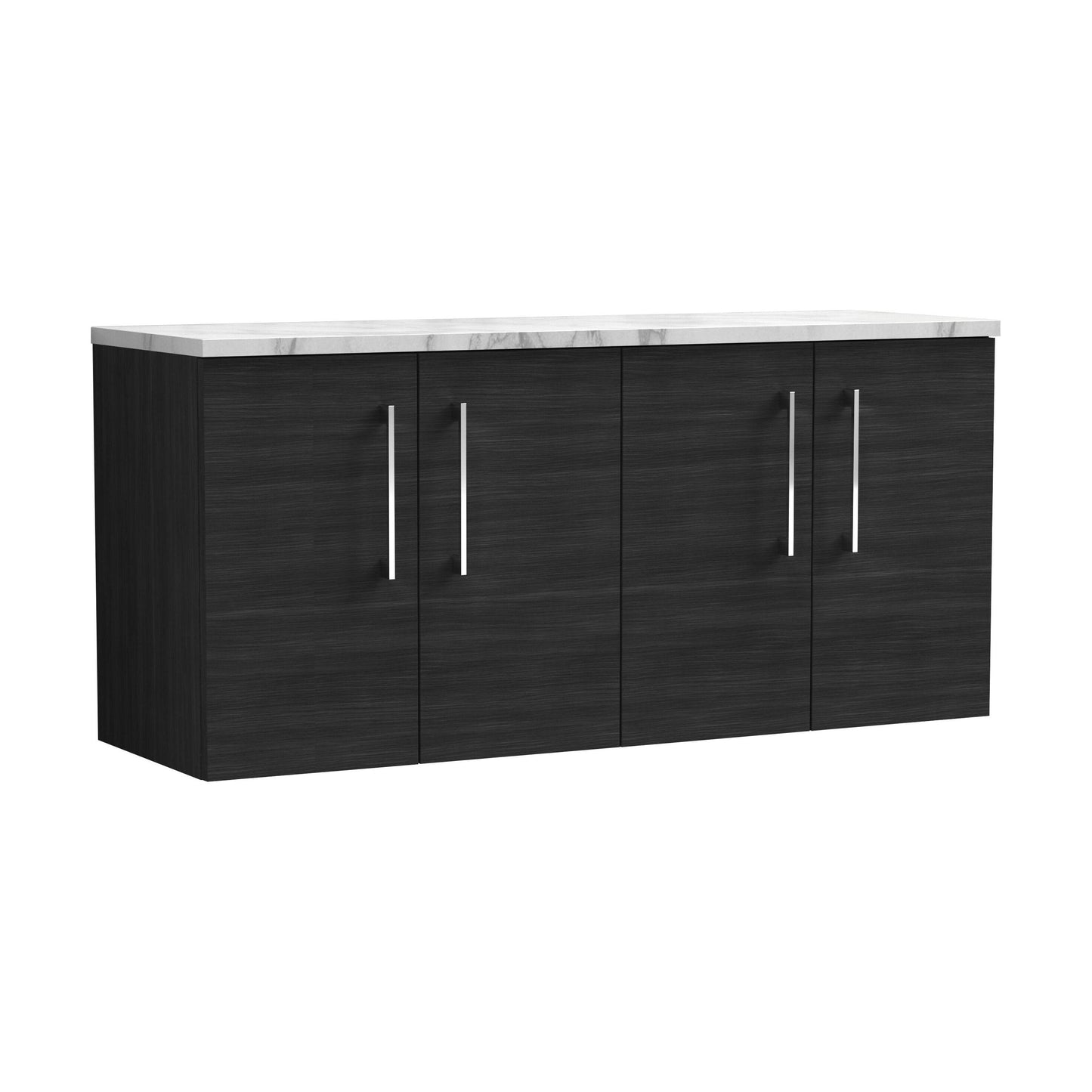 [BFLE623LCM2] Balterley Level 1200mm Wall Hung 2 Door Vanity Unit with Laminate Worktop for Modern Bathroom Storage - Charcoal Black - Cutout