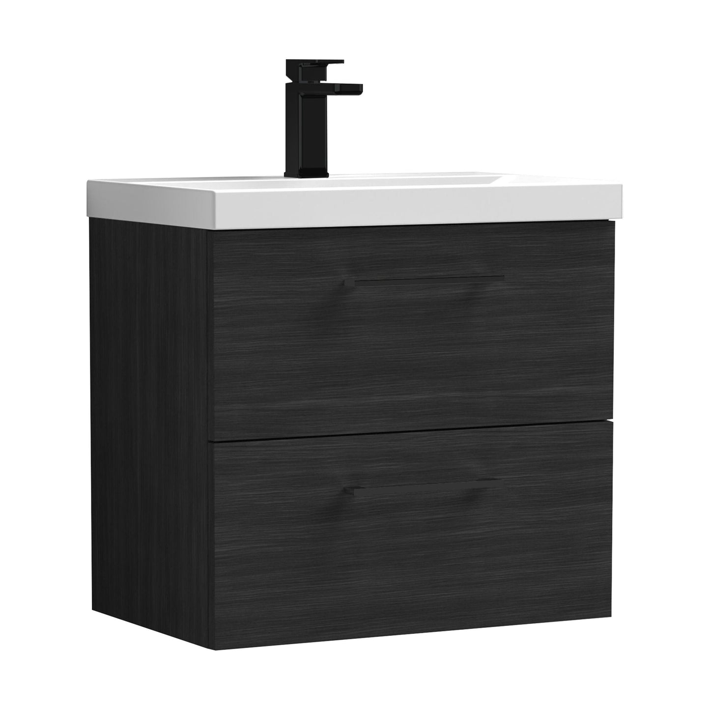 [BFLE624AH018] Bramshall Wall Hung 2 Drawer Vanity Unit with Mid-Edge Ceramic Basin - Choice of Colour, Handle Finish and Size - Cutout