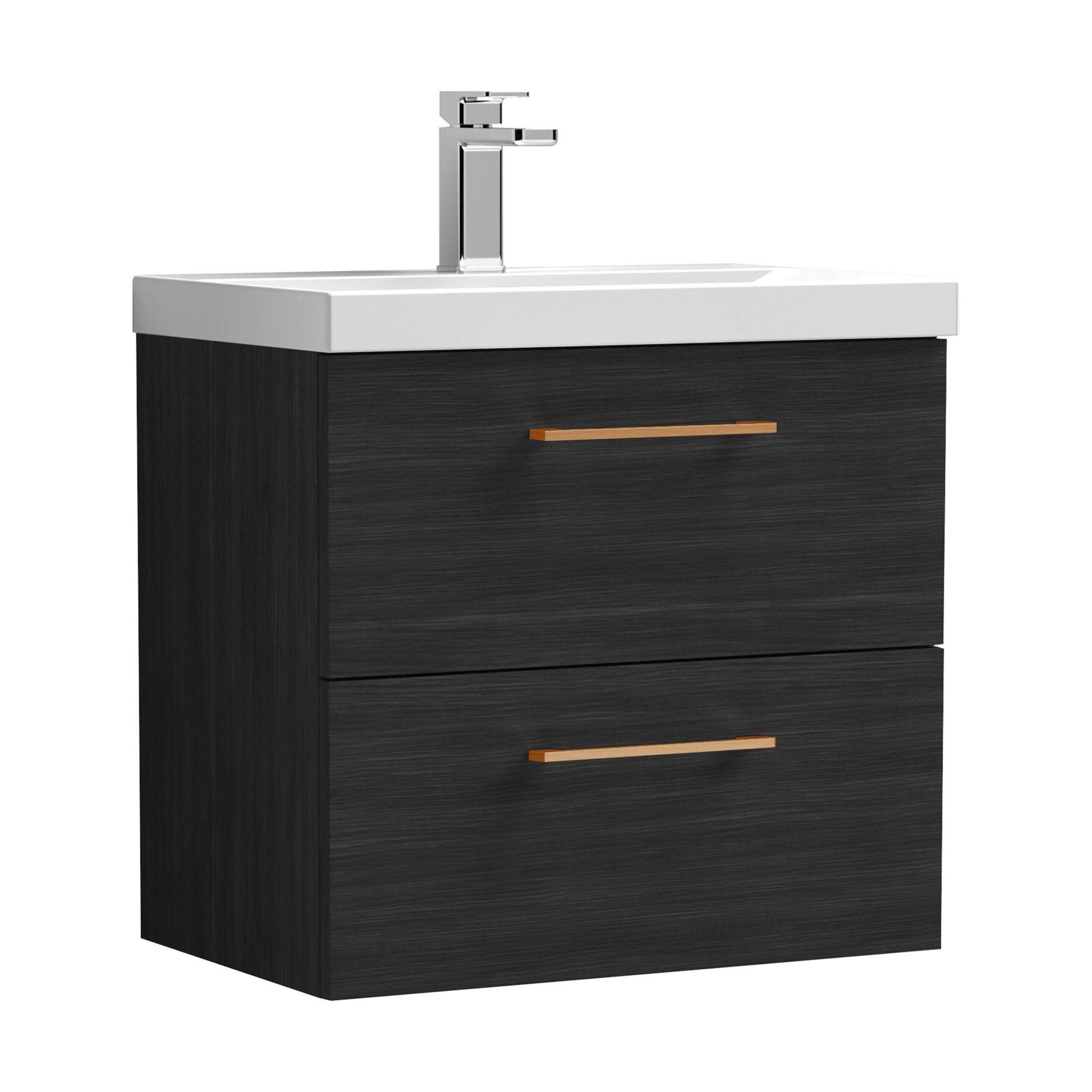 [BFLE624AH019] Bramshall Wall Hung 2 Drawer Vanity Unit with Mid-Edge Ceramic Basin - Choice of Colour, Handle Finish and Size - Cutout