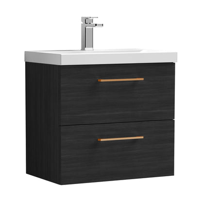 [BFLE624AH019] Bramshall Wall Hung 2 Drawer Vanity Unit with Mid-Edge Ceramic Basin - Choice of Colour, Handle Finish and Size - Cutout
