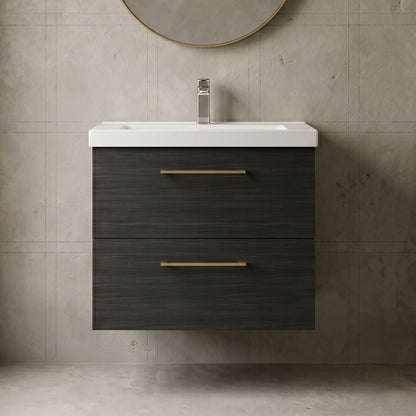 [BFLE624AH019] Bramshall Wall Hung 2 Drawer Vanity Unit with Mid-Edge Ceramic Basin - Choice of Colour, Handle Finish and Size - Silo