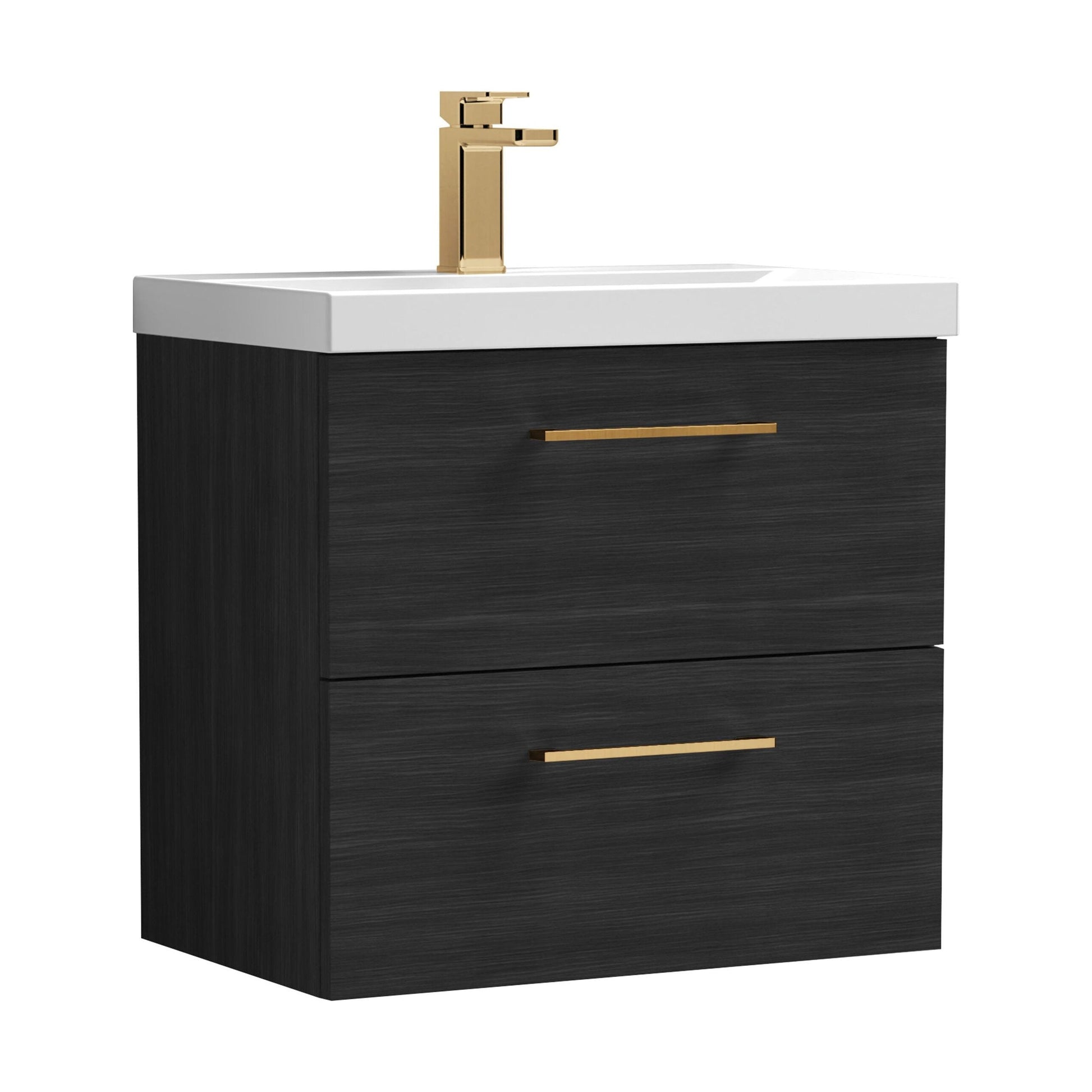 [BFLE624AH1516] Bramshall Wall Hung 2 Drawer Vanity Unit with Mid-Edge Ceramic Basin - Choice of Colour, Handle Finish and Size - Cutout