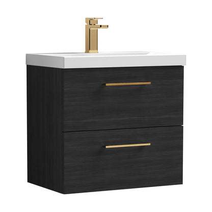 [BFLE624AH1516] Bramshall Wall Hung 2 Drawer Vanity Unit with Mid-Edge Ceramic Basin - Choice of Colour, Handle Finish and Size - Cutout