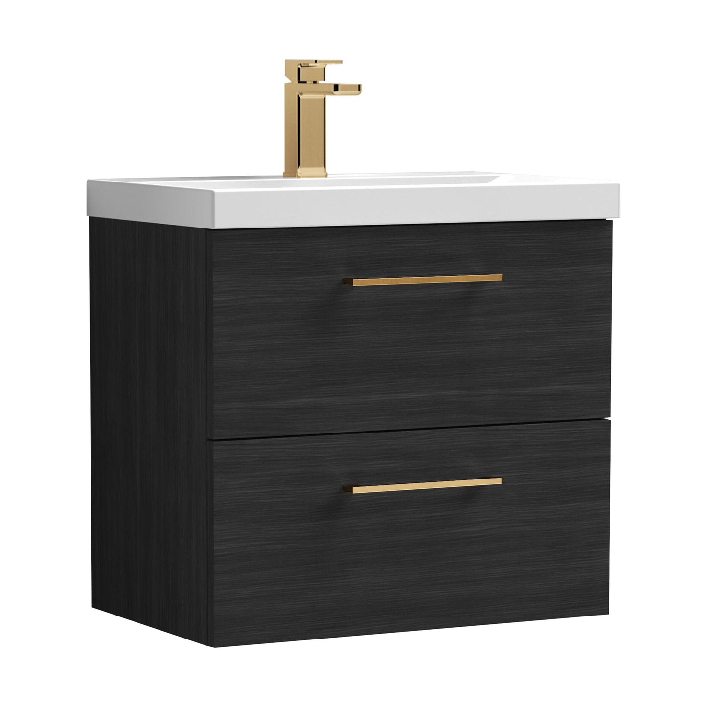 [BFLE624AH716] Bramshall Wall Hung 2 Drawer Vanity Unit with Mid-Edge Ceramic Basin - Choice of Colour, Handle Finish and Size - Cutout