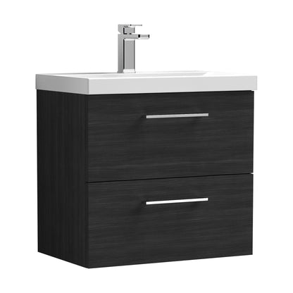 [BFLE624A] Bramshall Wall Hung 2 Drawer Vanity Unit with Mid-Edge Ceramic Basin - Choice of Colour, Handle Finish and Size - Cutout