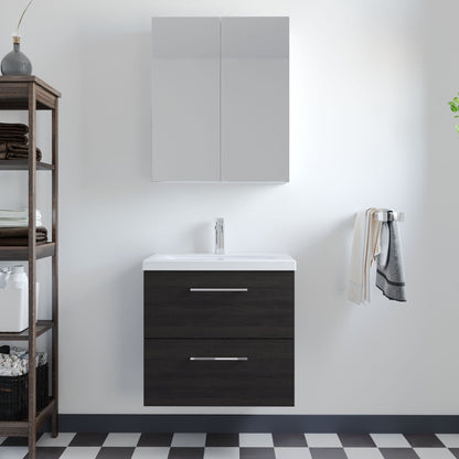 [BFLE624A] Bramshall Wall Hung 2 Drawer Vanity Unit with Mid-Edge Ceramic Basin - Choice of Colour, Handle Finish and Size - Lifestyle 1