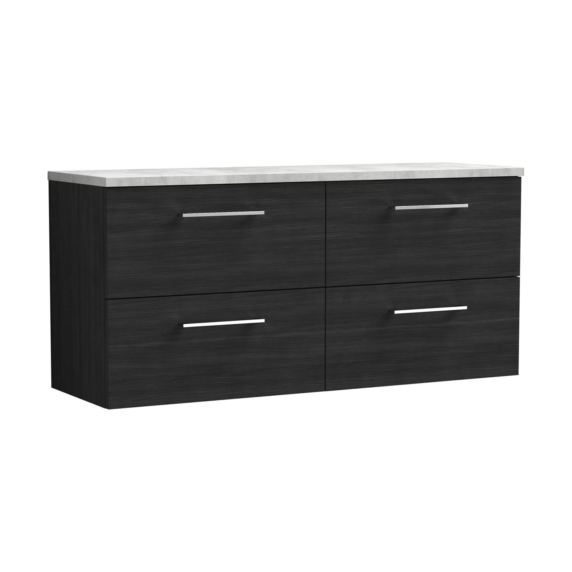 [BFLE624LBG2] Balterley Level 1200mm Wall Hung 4 Drawer Vanity Unit with Laminate Worktop for Modern Bathroom Storage - Charcoal Black - Cutout