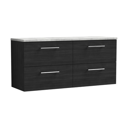 [BFLE624LBG2] Balterley Level 1200mm Wall Hung 4 Drawer Vanity Unit with Laminate Worktop for Modern Bathroom Storage - Charcoal Black - Cutout