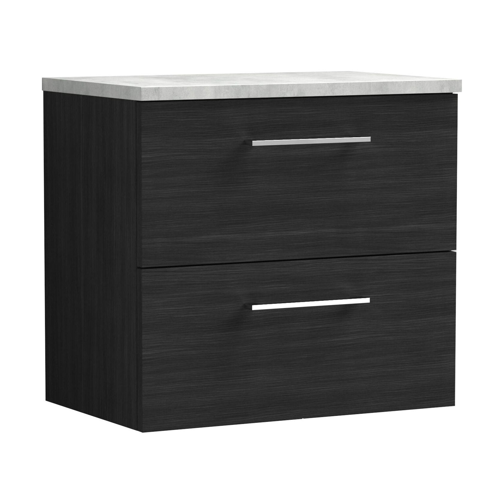 [BFLE624LBG] Balterley Level 600mm Wall Hung 2 Drawer Vanity Unit with Laminate Worktop for Modern Bathroom Storage - Charcoal Black - Cutout