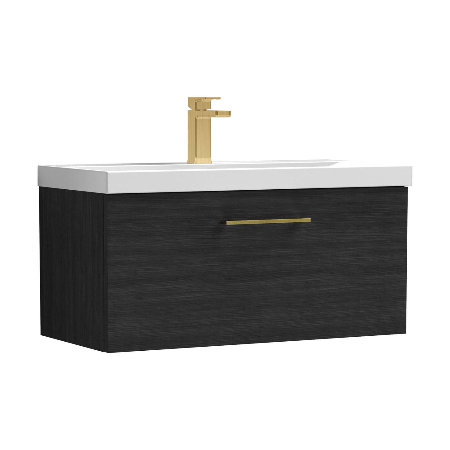 [BFLE625AH017] Bramshall Wall Hung 1 Drawer Vanity Unit with Mid-Edge Ceramic Basin - Choice of Colour, Handle Finish and Size - Cutout