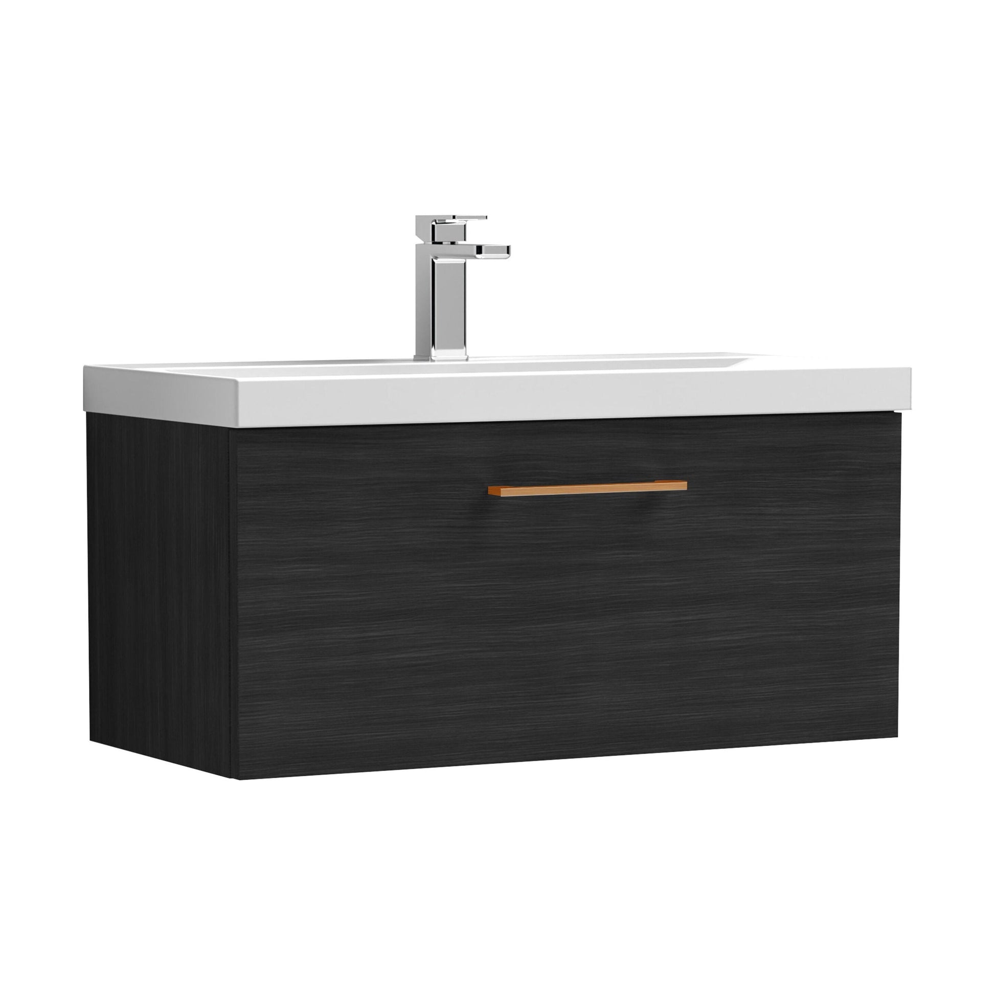 [BFLE625AH019] Bramshall Wall Hung 1 Drawer Vanity Unit with Mid-Edge Ceramic Basin - Choice of Colour, Handle Finish and Size - Cutout