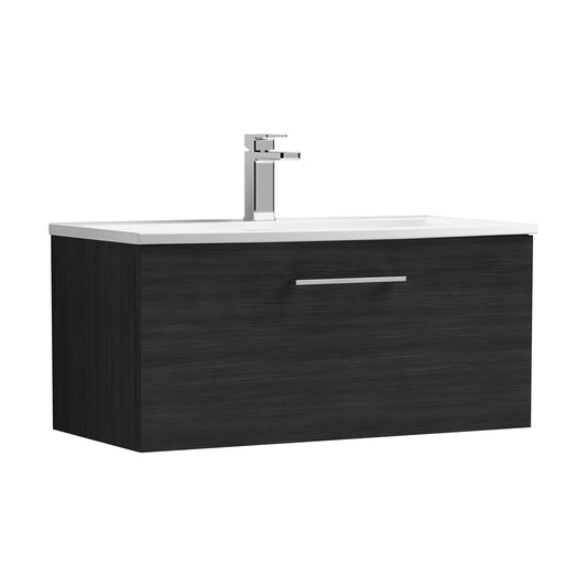 [BFLE625G] Balterley  Modern Bathroom 1 Soft Close Drawer Wall Hung Vanity & Curved Basin, Charcoal Black, 800mm - Cutout