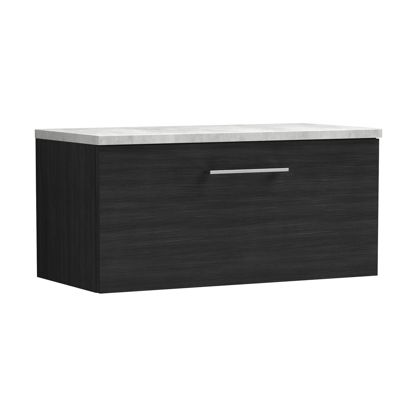 [BFLE625LBG] Balterley Level 800mm Wall Hung Single Drawer Vanity Unit with Laminate Worktop for Modern Bathroom Storage - Charcoal Black - Cutout