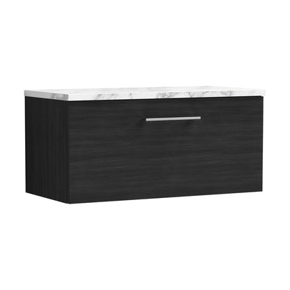 [BFLE625LCM] Balterley Level 800mm Wall Hung Single Drawer Vanity Unit & Laminate Worktop for Modern Bathroom Storage - Charcoal Black - Cutout
