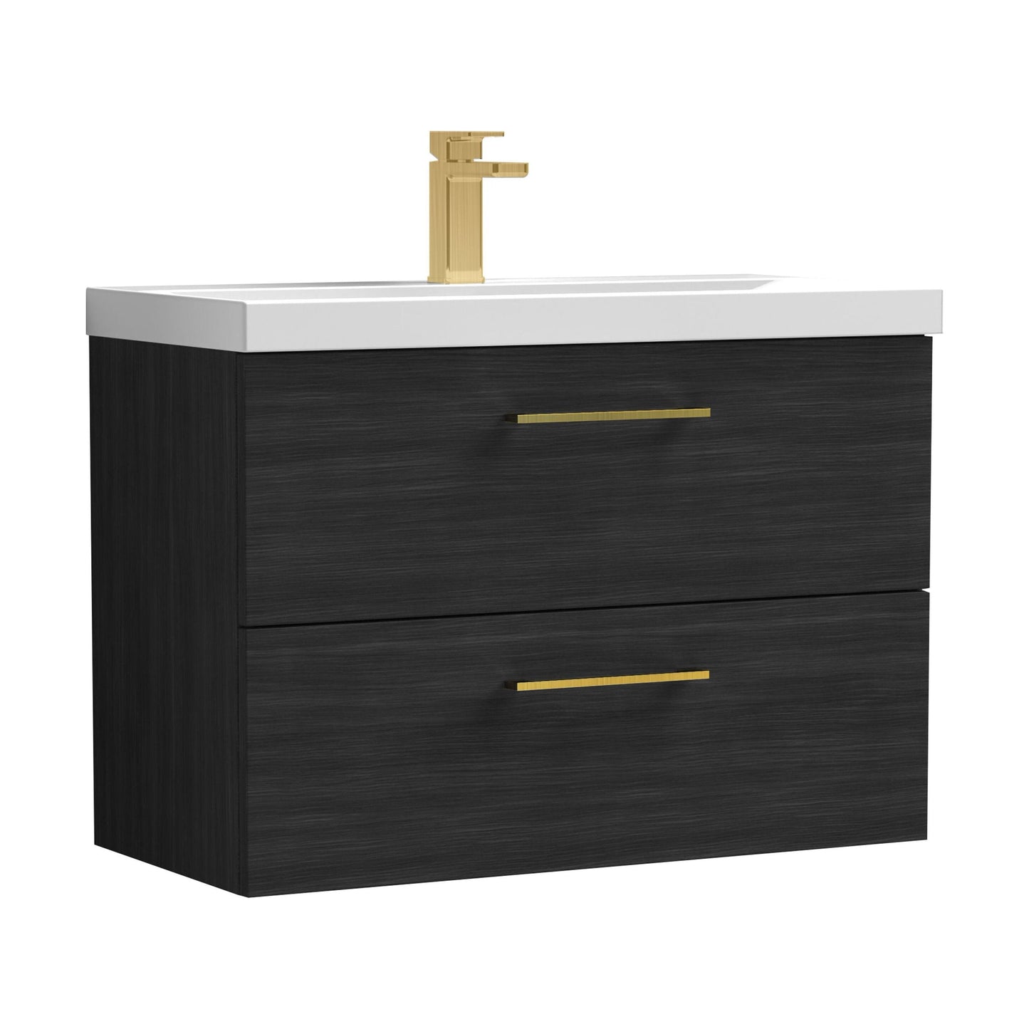 [BFLE626AH017] Bramshall Wall Hung 2 Drawer Vanity Unit with Mid-Edge Ceramic Basin - Choice of Colour, Handle Finish and Size - Cutout