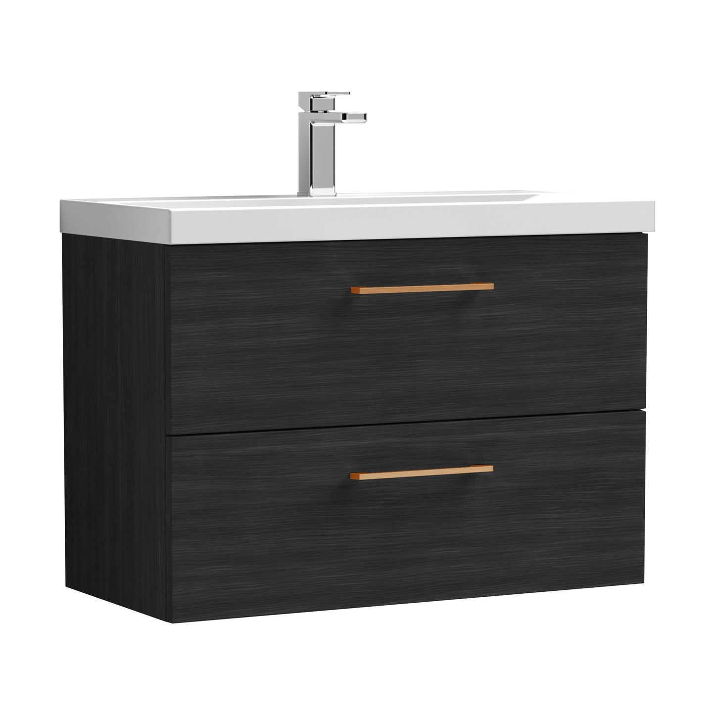 [BFLE626AH019] Bramshall Wall Hung 2 Drawer Vanity Unit with Mid-Edge Ceramic Basin - Choice of Colour, Handle Finish and Size - Cutout