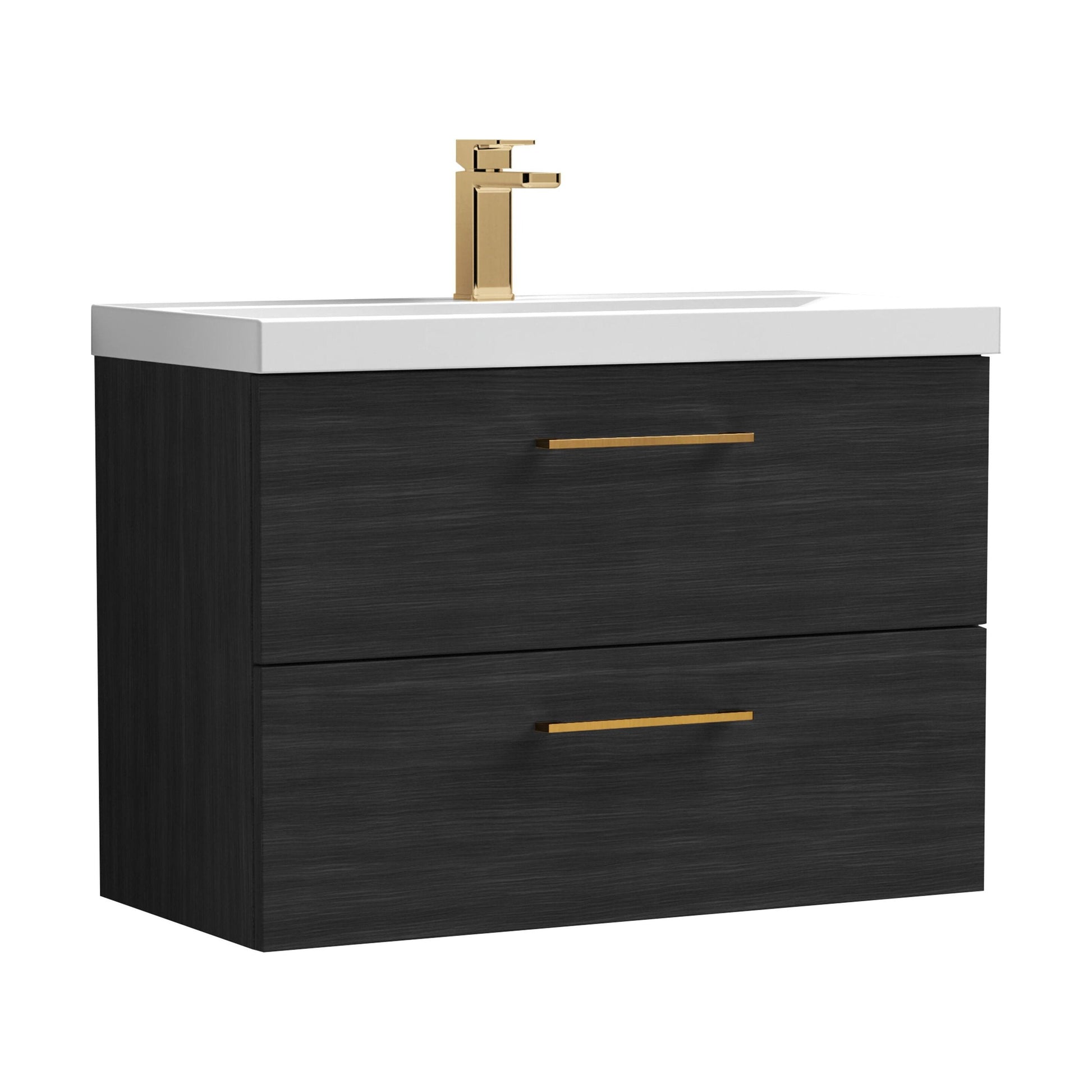 [BFLE626AH1516] Bramshall Wall Hung 2 Drawer Vanity Unit with Mid-Edge Ceramic Basin - Choice of Colour, Handle Finish and Size - Cutout