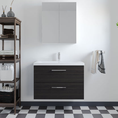 [BFLE626A] Bramshall Wall Hung 2 Drawer Vanity Unit with Mid-Edge Ceramic Basin - Choice of Colour, Handle Finish and Size - Lifestyle 1