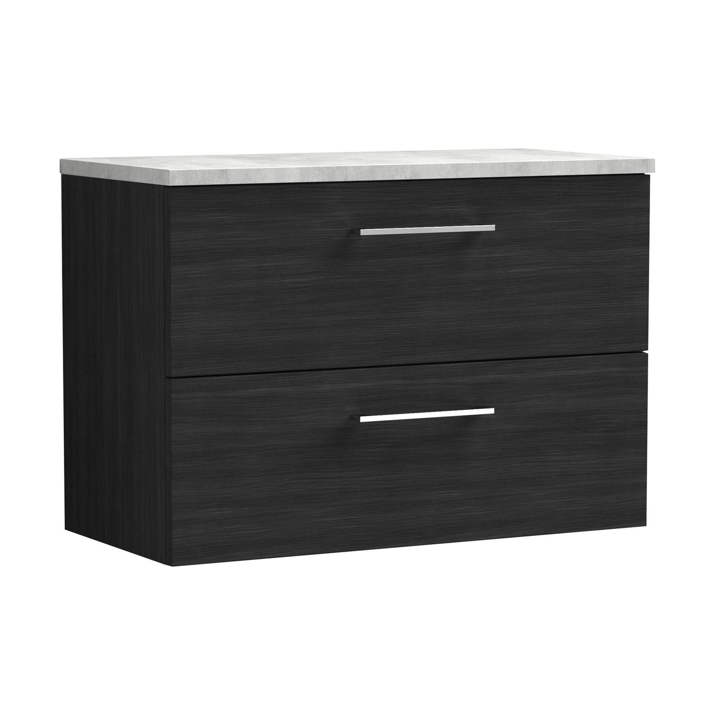 [BFLE626LBG] Balterley Level 800mm Wall Hung 2 Drawer Vanity Unit with Laminate Worktop for Modern Bathroom Storage - Charcoal Black - Cutout
