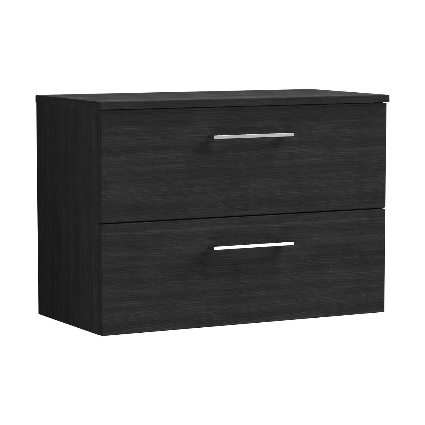 [BFLE626W] Balterley Level Modern Bathroom 2 Soft Close Drawer Wall Hung Vanity Unit with Worktop, Charcoal Black, 800 mm - Cutout