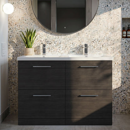 [BFLE633C2] Balterley Level 1200mm Floor Standing 4 Drawer Vanity Unit with Double Basin, Handles & Overflow for Bathroom Storage Gloss White - Silo