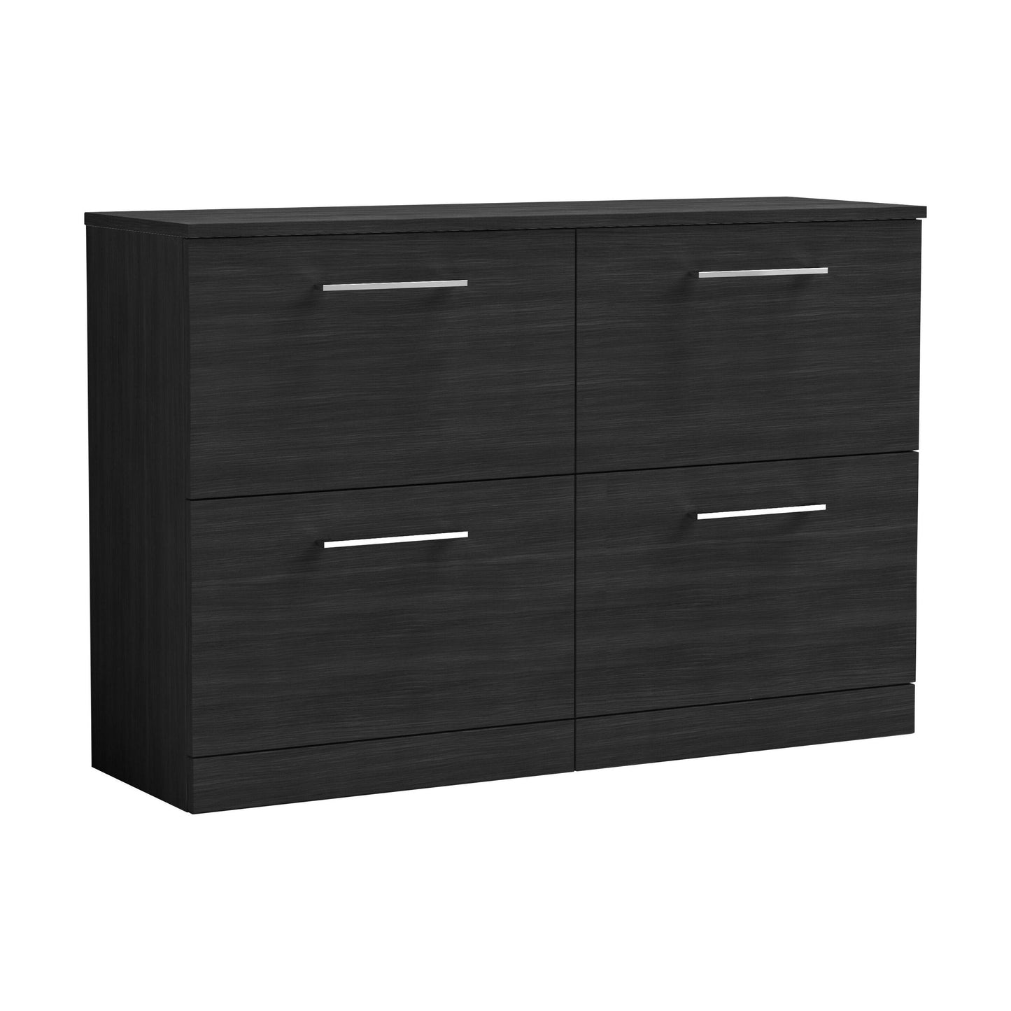 [BFLE633W2] Balterley Level Modern Bathroom 4 Drawer Floor Standing Vanity Unit with Worktop & D Shape Handles, Black Woodgrain, 1205 mm - Cutout