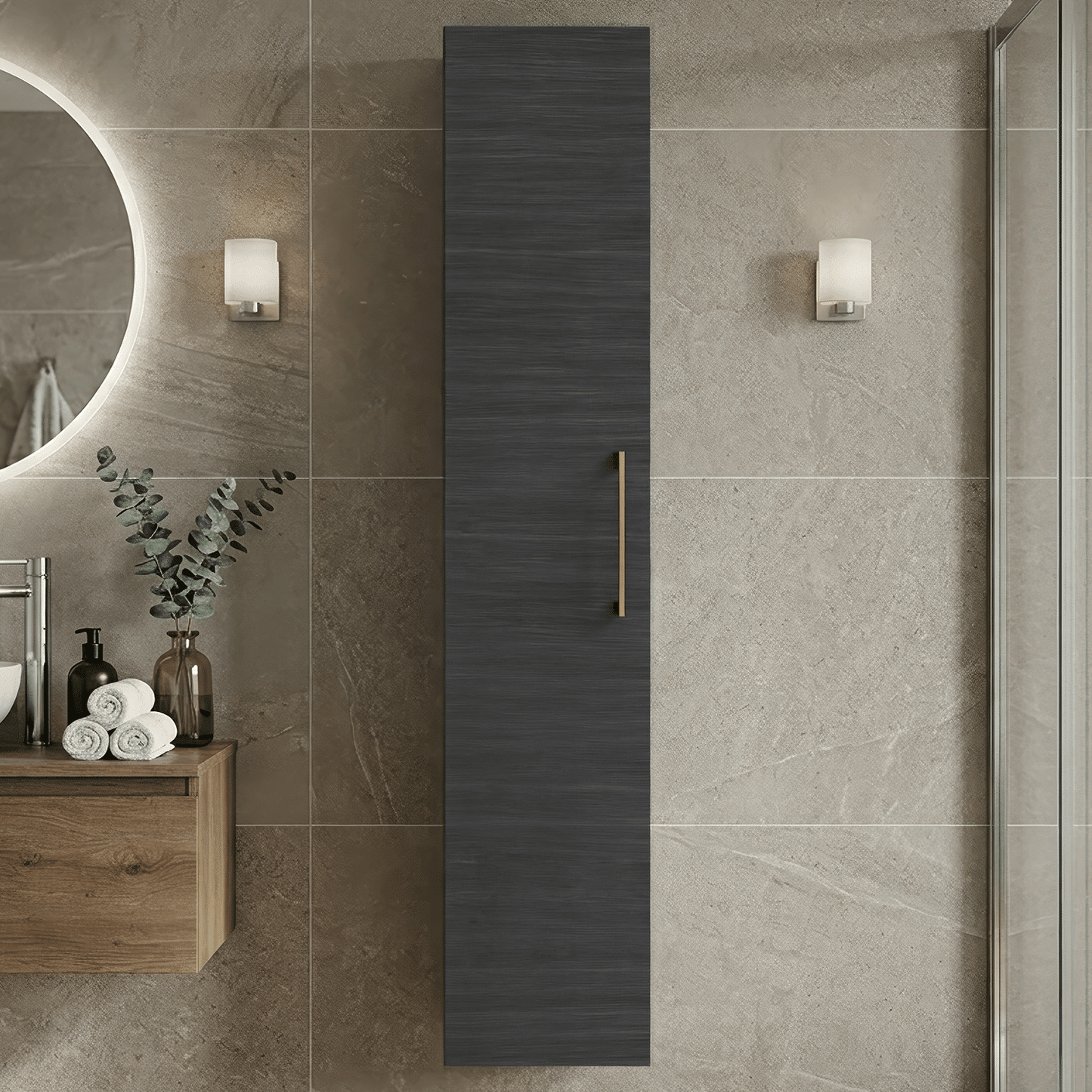 [BFLE661NH017] Bramshall 300mm Wall Hung 1 Door Tall Unit - Choice of Colour and Handle Finish - Silo