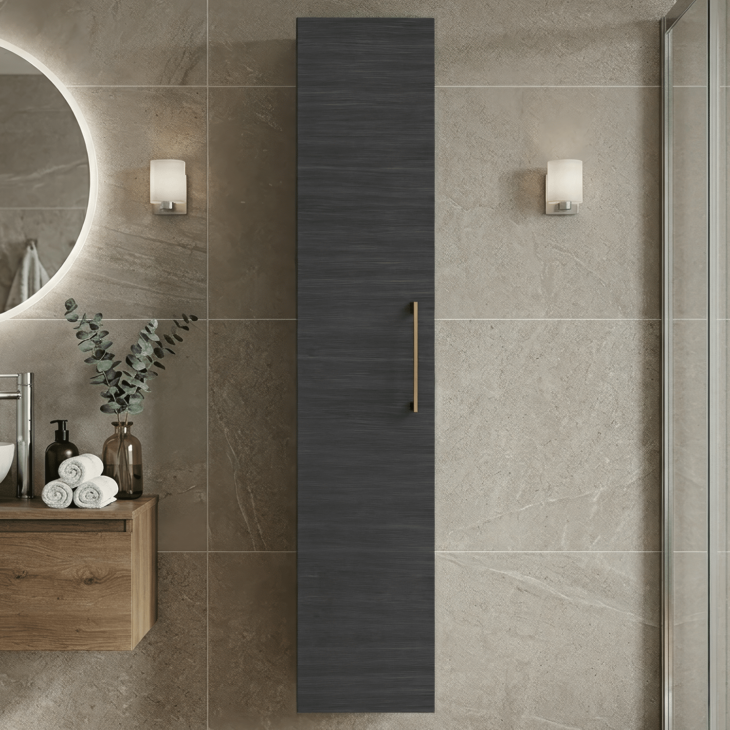 [BFLE661NH017] Bramshall 300mm Wall Hung 1 Door Tall Unit - Choice of Colour and Handle Finish - Silo