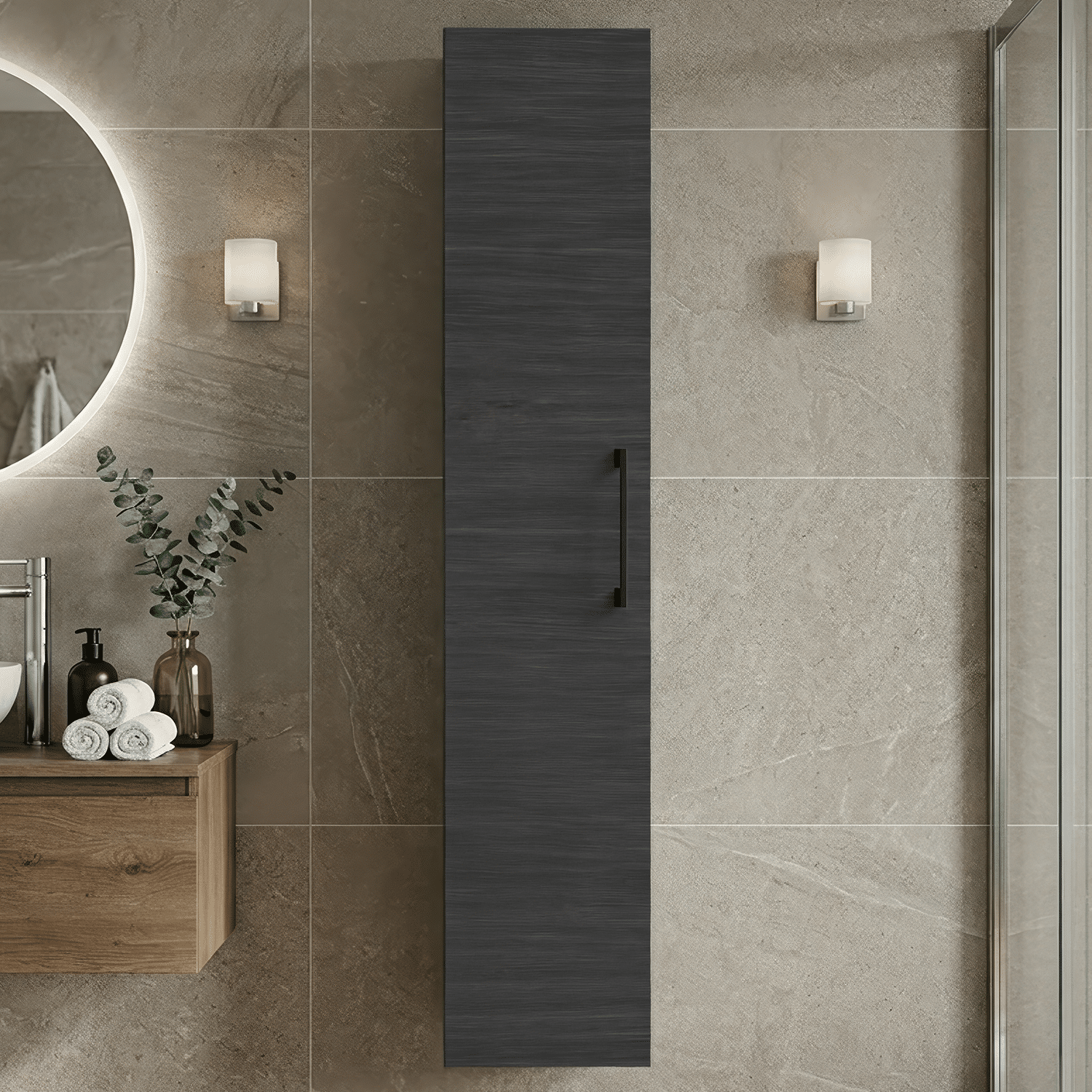 [BFLE661NH018] Bramshall 300mm Wall Hung 1 Door Tall Unit - Choice of Colour and Handle Finish - Silo