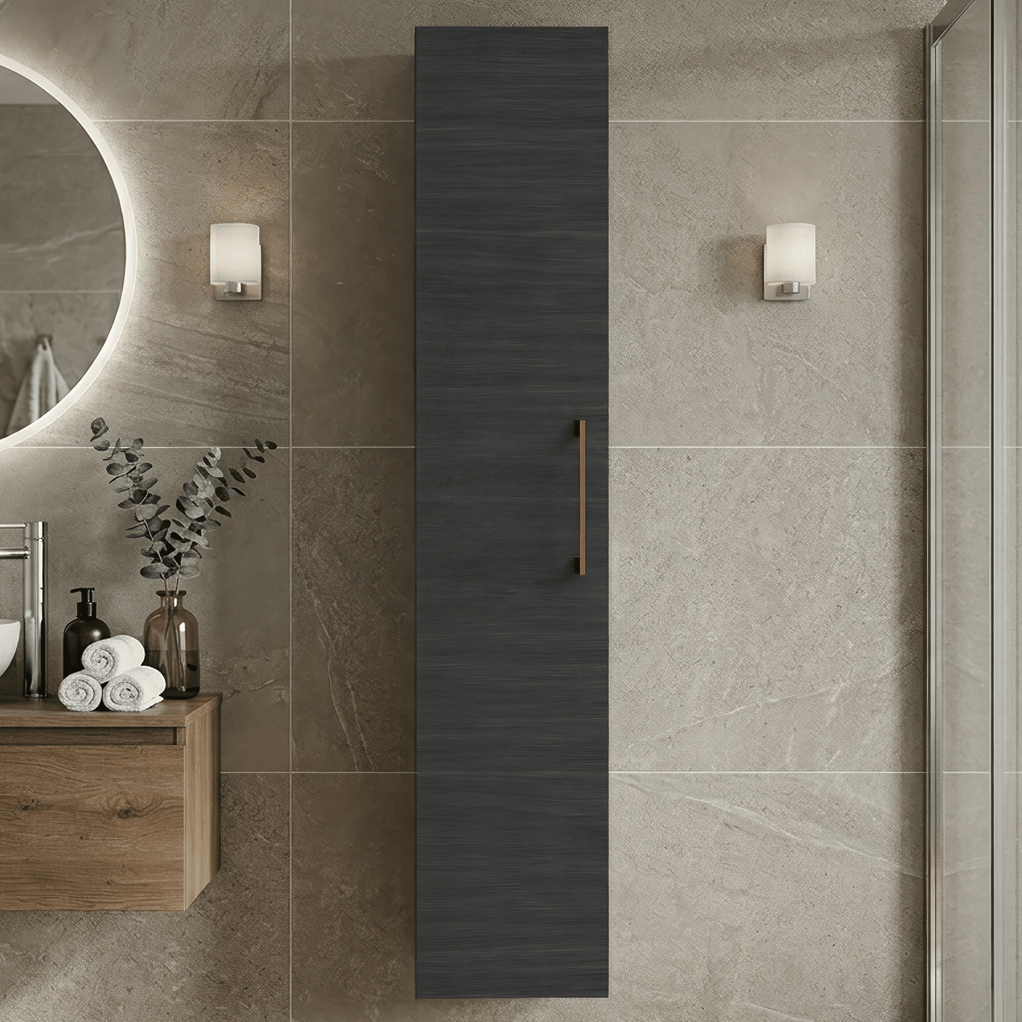 [BFLE661NH019] Bramshall 300mm Wall Hung 1 Door Tall Unit - Choice of Colour and Handle Finish - Silo