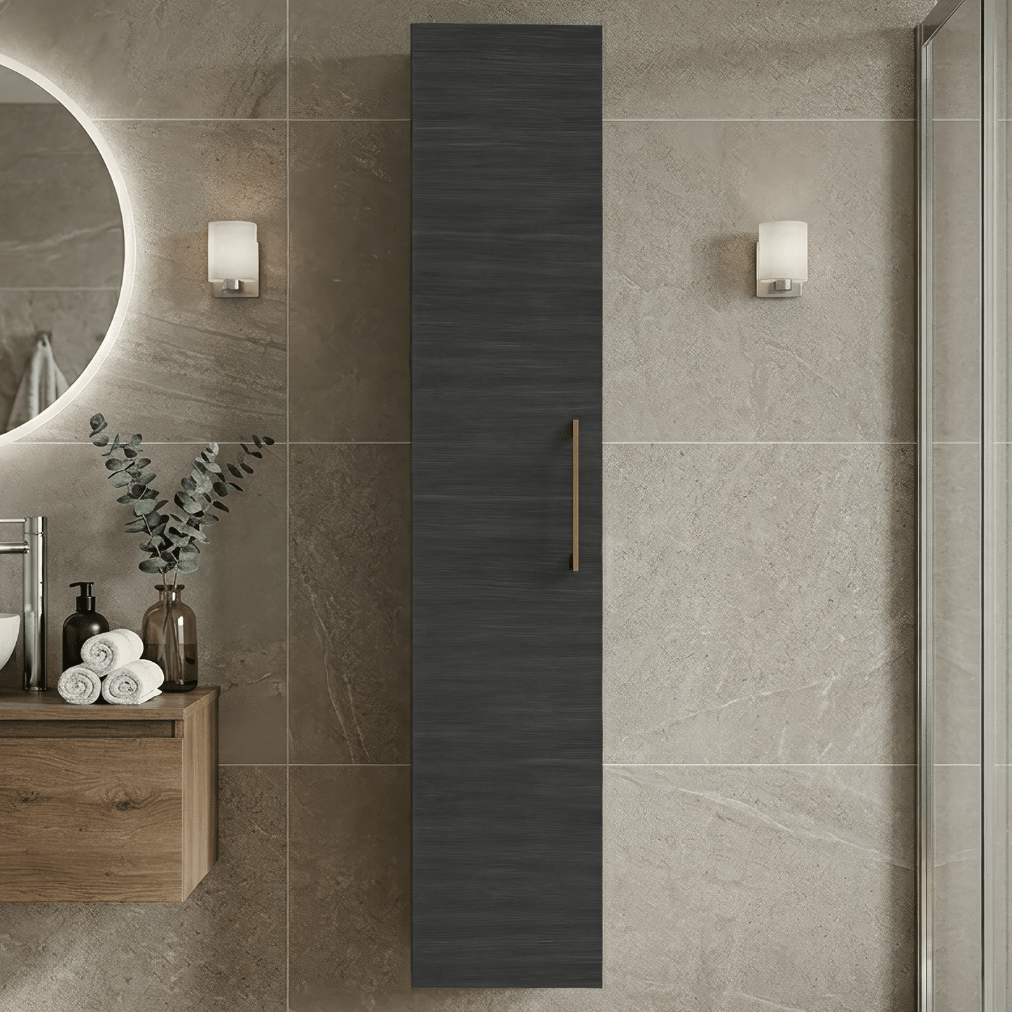 [BFLE661NH1516] Bramshall 300mm Wall Hung 1 Door Tall Unit - Choice of Colour and Handle Finish - Silo