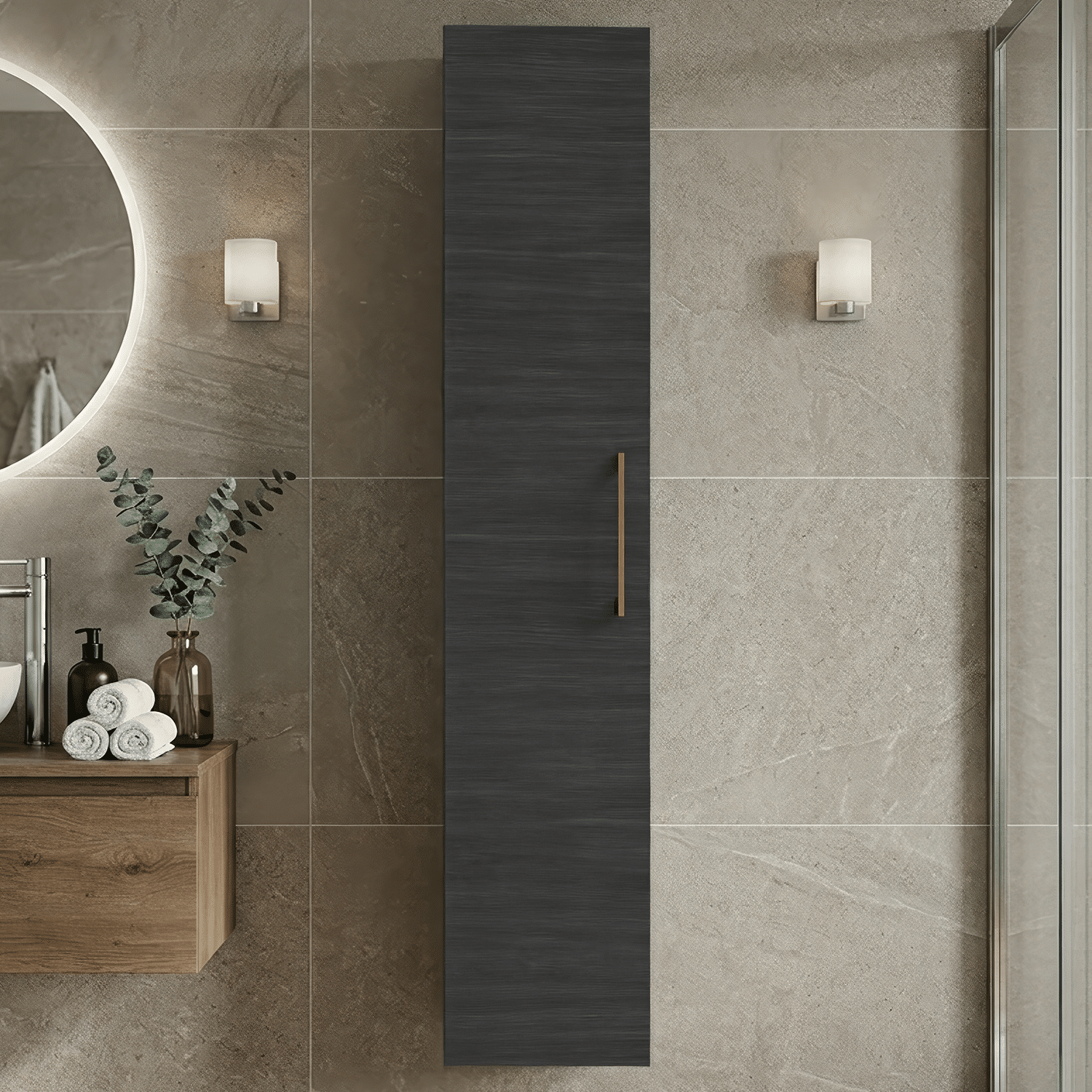 [BFLE661NH1516] Bramshall 300mm Wall Hung 1 Door Tall Unit - Choice of Colour and Handle Finish - Silo