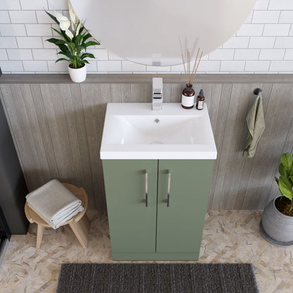 [BFLE801A] Contemporary Floor Standing Vanity Unit with Mid-Edge Basin, Choice of Size - Lifestyle 2