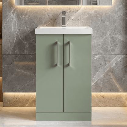[BFLE801A] Contemporary Floor Standing Vanity Unit with Mid-Edge Basin, Choice of Size - Silo