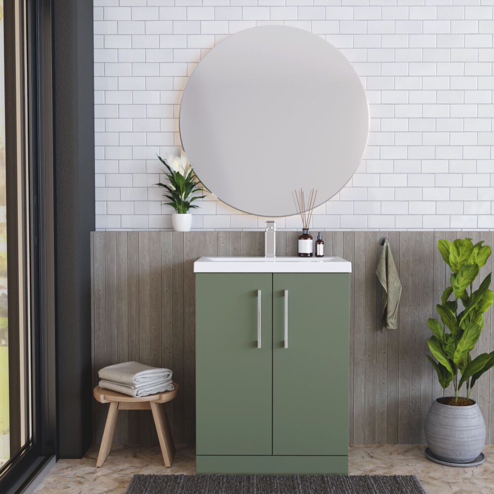 [BFLE803A] Contemporary Floor Standing Vanity Unit with Mid-Edge Basin, Choice of Size - Lifestyle 1